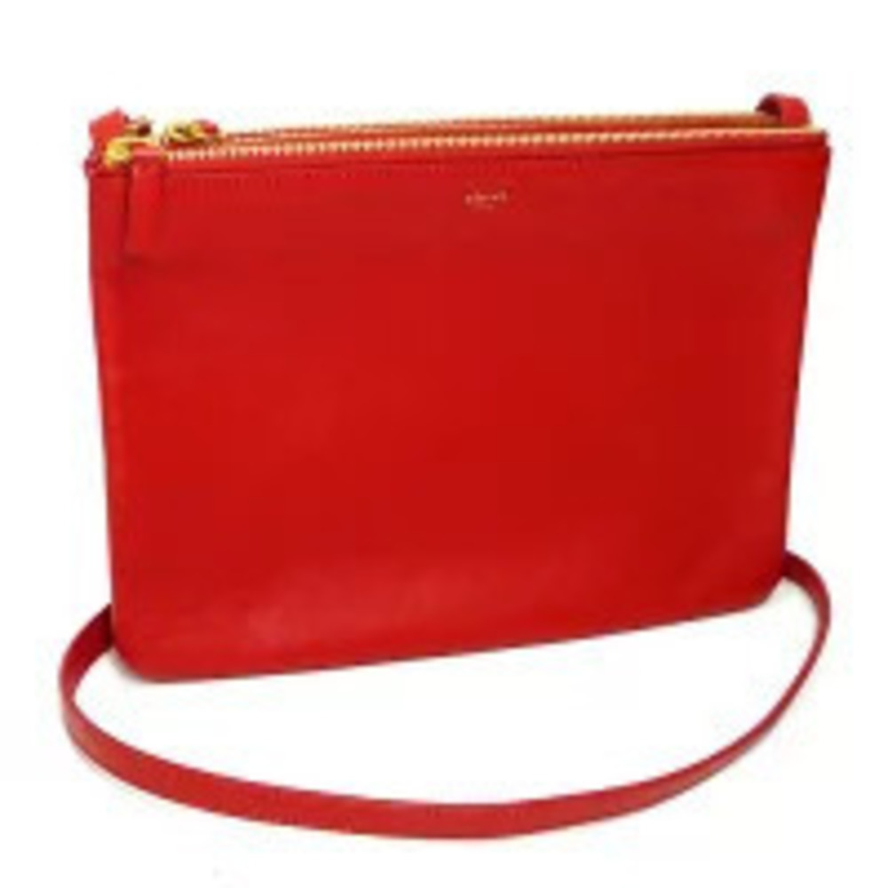 Celine Trio Crossbody Bag Leather Red